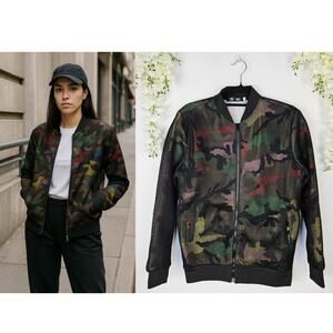 Tang Ku Mesh Multicolor Camo Bomber Jacket Large Streetwear Net Layer Y2K Urban